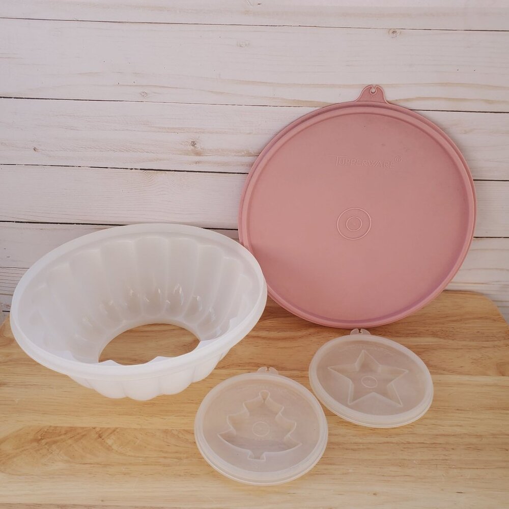 Vintage Tupperware Jel-N-Serve 4-Piece Set With Interchangeable Inserts And Lid